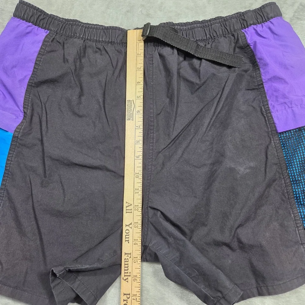 Graphite Sport Mens‎ XL Vintage 90s Colorblock Swim Trunks Black Purple Belted